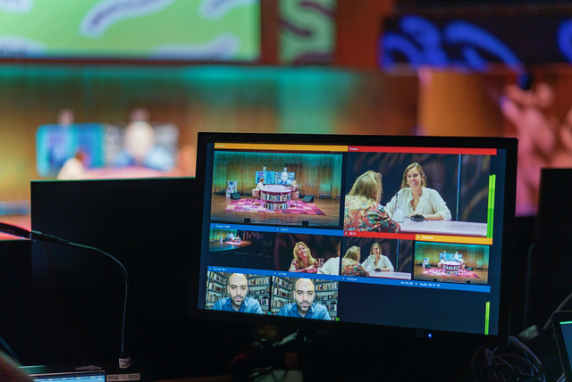 regiescherm bij opnames Book Talk